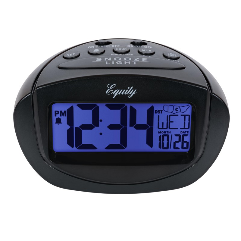 Equity by La Crosse 31022 Insta-Set LCD Alarm Clock, Black