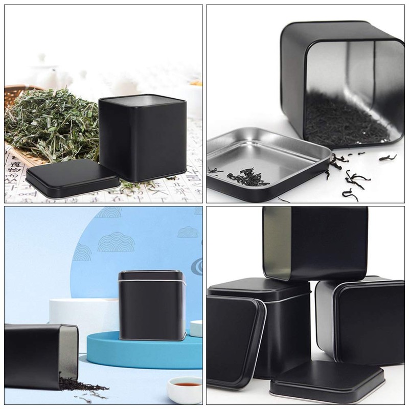 Square Black Metal Tins Empty Cube Steel Box Storage Container