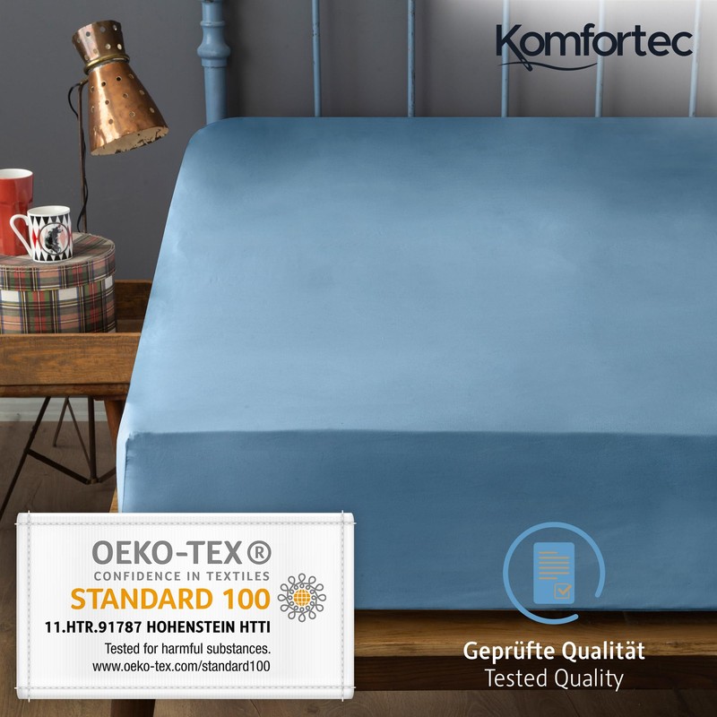 Komfortec Queen Size Fitted Sheet 100% Cotton, 11 inch (30