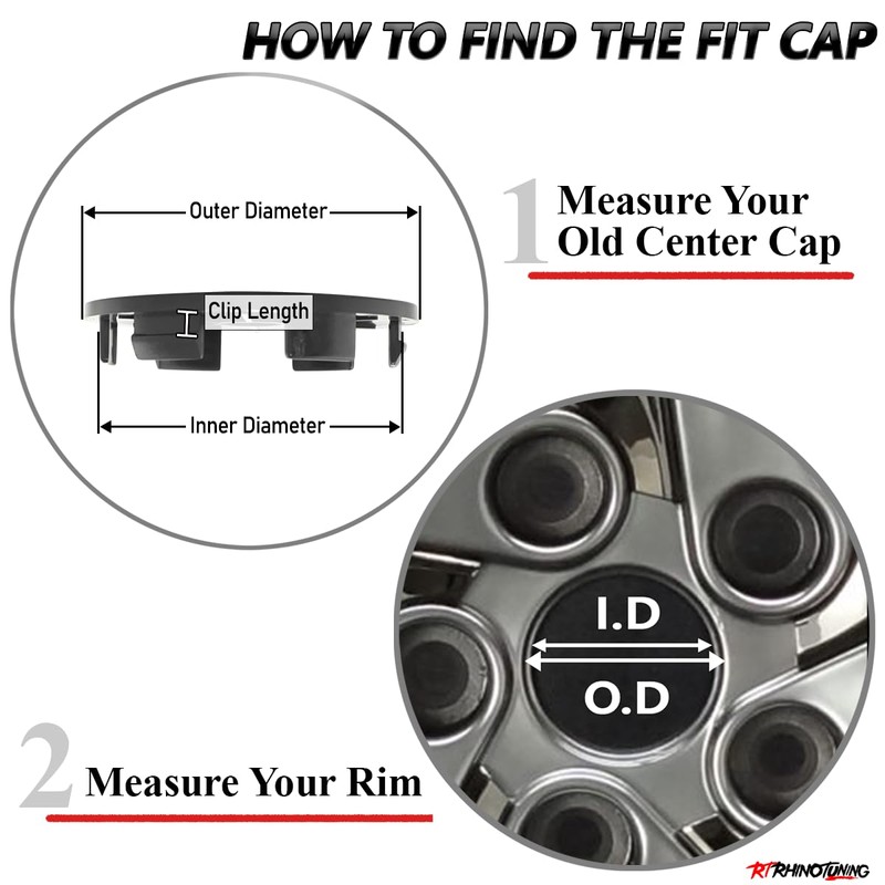 RTrhinotuning 4PCS 65mm Wheel Center Caps for 2010-2014 Mustang 18”