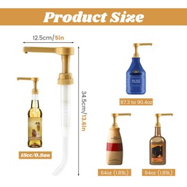 2pcs Sauce Pump Dispenser 64 fl. oz for Syrup for Tora-ni Sauce Pump Dispenser Coffee Syrup Sauces Pumps(Color:Gold + White)
