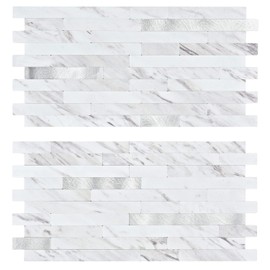 Midcard 20 Sheet Peel and Stick Backsplash, White Marble PVC Wall Tile for Kitchen Backsplash
