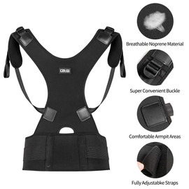 Back Brace Posture Corrector Spinal Support for Women and Men, Lumbar Shoulder Posture Correction for Upper and Lower Back Support, Adjustable Neoprene Belt Strap for Relief Back Pain (Large)