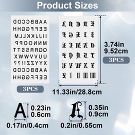 Joez Wonderful 6 Sheets Letters Temporary Tattoos, Waterproof Fake Stickers, Assorted Alphabet Letters Stickers, Black Temporary Tattoo Sticker for Adult Men Women Face Body Fingers (2 Styles)