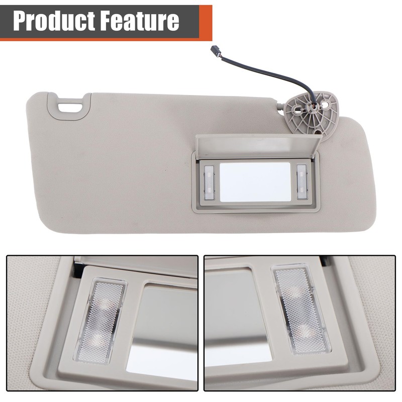 labwork Gray Sun Visor Passenger Side with Mirror and Light