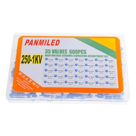 PANMILED 35 Values 600 Pieces High Voltage Ceramic Disc Capacitor Assortment Kit (Capacitor Range : 10pF~100nF) (250V 400V and 1KV)
