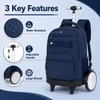 FTJCF 3Pcs Large Wheels Rolling Backpack for Boys Men, 20