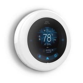 Momentum Meri Smart-Learning Thermostat | Intelligent Alerts, Safety Notifications, Humidity Sensor, High-Res Color Display, Geo-Location Temp Control, Smart Scheduling, Energy Saving | White