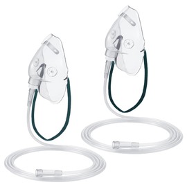 Geiserailie 2 Pack L Size Oxygen Mask with 6.6 Ft Tubing and Adjustable Elastic Strap, Adult Oxygen Mask with Tubing, Transparent Oxygen Masks for Face Adult