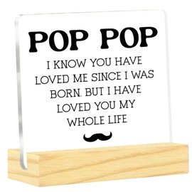 Pop Pop Gifts Grandpa Gifts Pop Pop Gifts from Grandkids Grandpa Birthday Gifts Grandpa Christmas Gifts Pop Pop Father's Day Gifts Best Grandpa Gifts Clear Acrylic Desk Decoration Sign 4 X 4 Inch