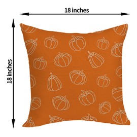 Fall Pillow Covers 18x18 Inches Pack of 2 Burnt Orange Pumpkin Throw Pillow Covers,Fall Thanksgiving Decor Autumn Farmhouse Harvest Decorations Cushion Case for Sofa Couch Bed Outdoor Indoor