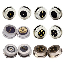 1 par de conectores magnéticos redondos de 1 pin/2 pin/3 pin/4 pin/5 pines/conector de pin Pogo magnético de 12 V 3 A DC macho + hembra con resorte de carga de imán Pogo pin conector de carga de