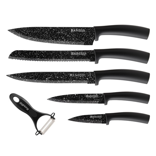 Rxsdfdi Knife Set, 6 Pieces Kitchen Knives Set with Anti-Rust