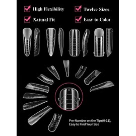 EBANKU Clear Matte Poly Gel Nail Forms 4 Styles, 96PCS Dual Nail Forms Full Cover Nail Mold Tip