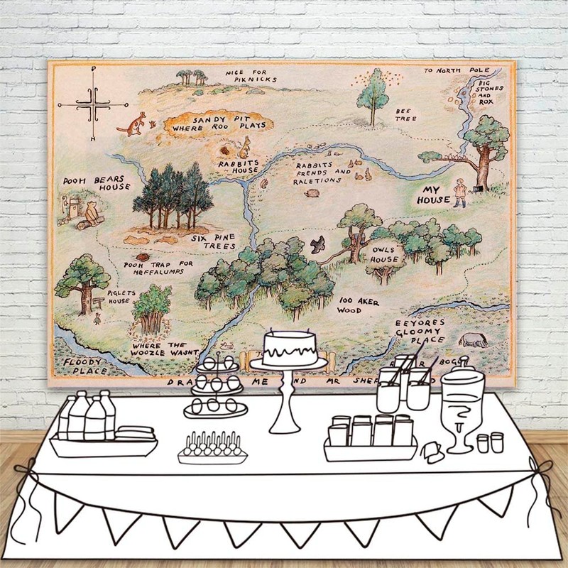 100 Acre Woods Bear Backdrop Baby Shower 7x5 Bear Background