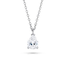 Heather Needham Sterling Silver Teardrop Cubic Zirconia Necklace for Women | 8.6 x 2.6 mm CZ Pendant | 16'' + 2 '' Adjustable Chain Necklace | Gift for Her