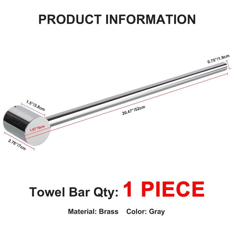 TYESTAND TR-10 Brass Towel Bar (1 Piece), Single Bathroom Wall