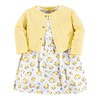 Luvable Friends - Vestido y cárdigan para niñas, Amarillo Floral,