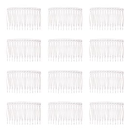 Ruwado 12 Pcs Hair Side Combs Plastic 14 Teeth 7 x 4.5 cm Twist French Vintage Style Accessories Supplies for Women Bridal Wedding Veil Fine Long Curly Hair Decoration (Clear)