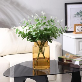 PORPAN Large Glass Vase, 9 Inch Amber Glass Vase, Large Flower Vases for Bouquet, Tall Wide Mouth Vases for Flowers, Home, Wedding, Living Room, Office Decor