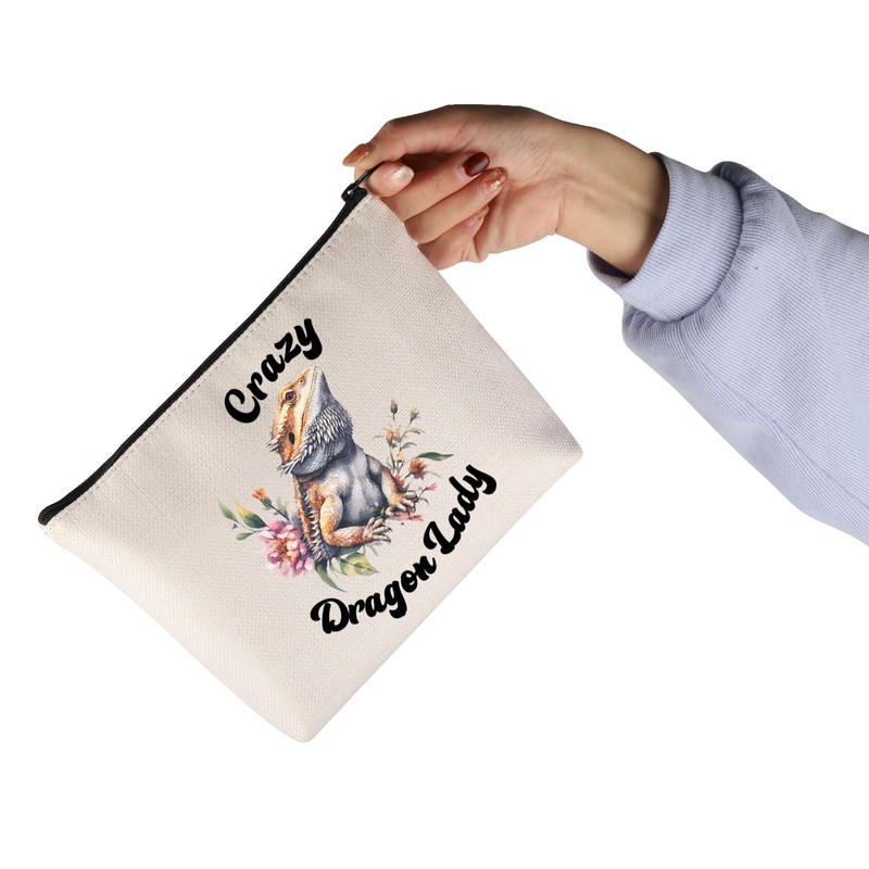 Bearded Dragon Gift Crazy Dragon Lady Cosmetic Bag Lizard Lover