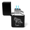 Dual Flame Torch Lighter Wolf (Black)