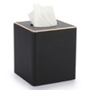 BTSKY Household Square Linen Tissue Box with Decorative Gold Line