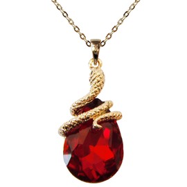 Navachi 18k Gold Plated Crystal Pear-shaped Red Zirconia Snake Az6032p Pendant Necklace 16"+2"