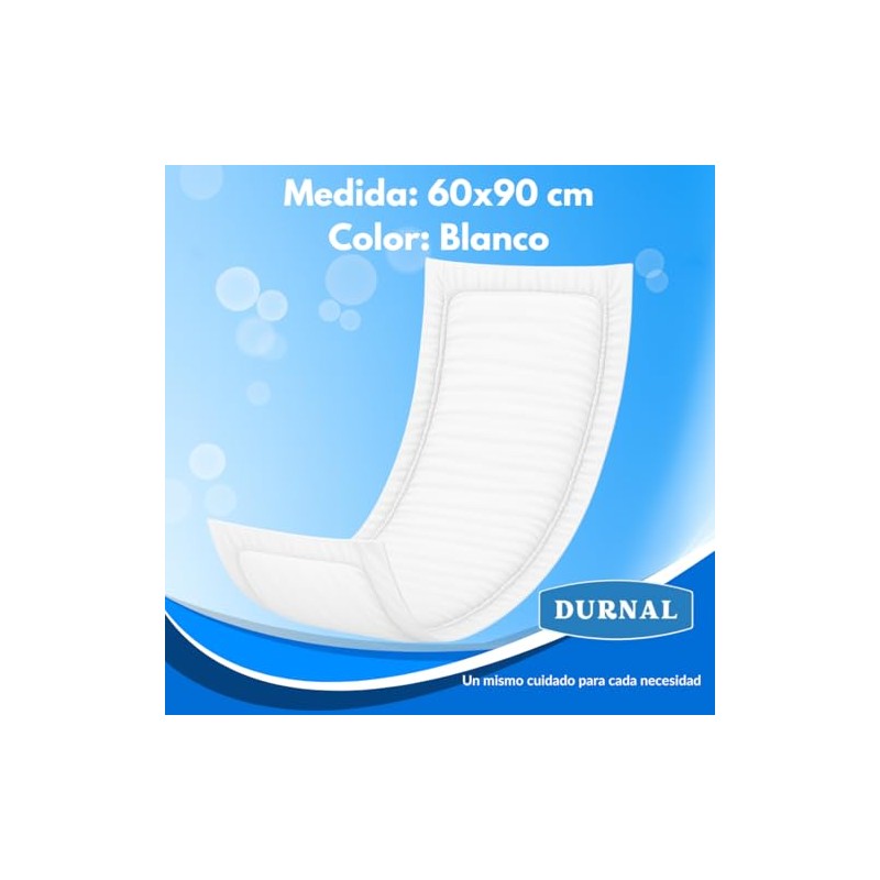 Pañal Predoblado para Incontinencia Durnal, Unisex, Blanco, 60x90 cm, 15