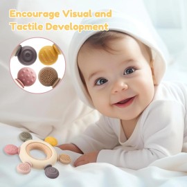 TOHIBEE Baby Teething Toys for 0-6 6-12 Months, BPA Free Teether Sensory Toys for Babies