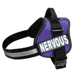 Doggie Stylz Dog Harness with Removable Patches and Reflective Trim. Dog Vest Comes with 2 Nervous Reflective Hook and Loop Patches. Measure Dogs Girth Before Purchase (Girth 12"- 16" Purple)
