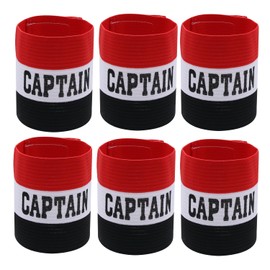 Hosifiy 6Pcs Football Captain Armband, Nylon Elastic Black Red Football ArmBands Adjustable Football Arm Bands C Arm Band for Youth Adult Sports Training