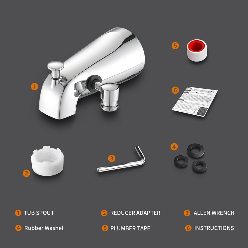 Tub Spout with Diverter,Bathtub Faucet with Shower Diverter,Fits 1/2" or