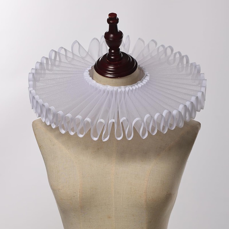 FAD-4U Elizabethan Chiffon Neck Ruff Detachable Collar for Medieval Costume