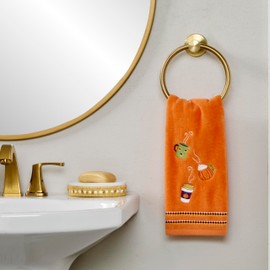 SKL Home Fall Drinks Hand Towel 2pc Set for Bath/Kitchen/Bar & Gift, Orange