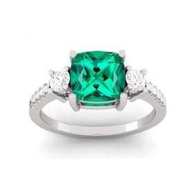LMDPRAJAPATIS Certified Square Cut Promise Ring Engagement Ring Cubic Zirconia Wedding Ring, 5.5, Gemstone, emerald