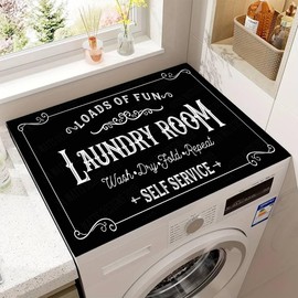 Washer and Dryer Covers for the Top,Non-slip Dryer Top Protector Mat,23.6" x 19.7" Dust-proof Washing Machine Cover, Washer Dryer Top Covers for Laundry Room Kitchen (Black1, 23.6" x 19.7")