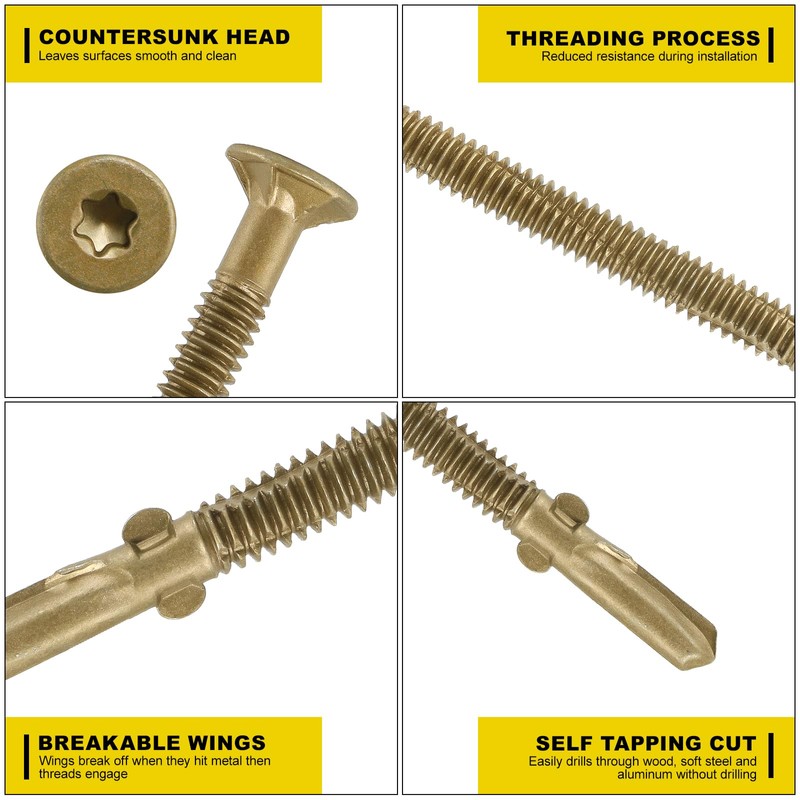 FMhotu #10 x 1-5/8" Trailer Deck Screws, Self-Tapping Sheet Wood