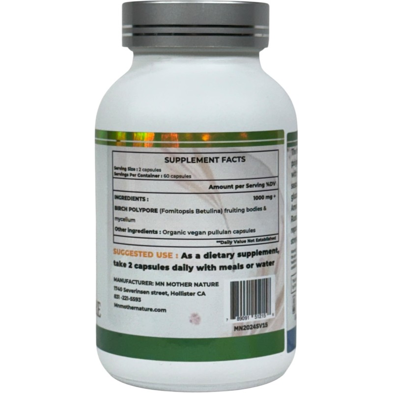 Birch Polypore Supplement (1000mg) - 120 Capsules