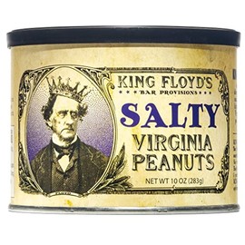 King Floyd's Salty Virginia Peanuts: 10 oz, Salted Flavored Peanuts, An Absolute Classic, Resealable Lid, Snack at your own risk, Once you start its difficult not to finish the whole tin.