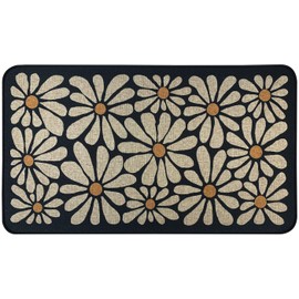 SHIYUE Spring Black Floral Decorative Doormat, Seasonal Summer Low-Profile Switch Rug Door Mat Floor Mat for Indoor Outdoor 17x29 Inch SYCH04