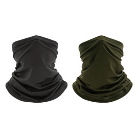 2 Pcs Neck Gaiter Face Cover Scarf Sun Proof Bandana Face Mask Windproof Ski Mask for Skiing Fishing Hiking Cycling Black Dark Green
