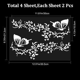 GORGECRAFT 4Pcs Floral Butterfly Decals Butterflies Kissing Flowers Car Decal Reflective Vinyl Waterproof Sticker Women Car Stickers for Auto Truck Suv Wall Art Laptop, White