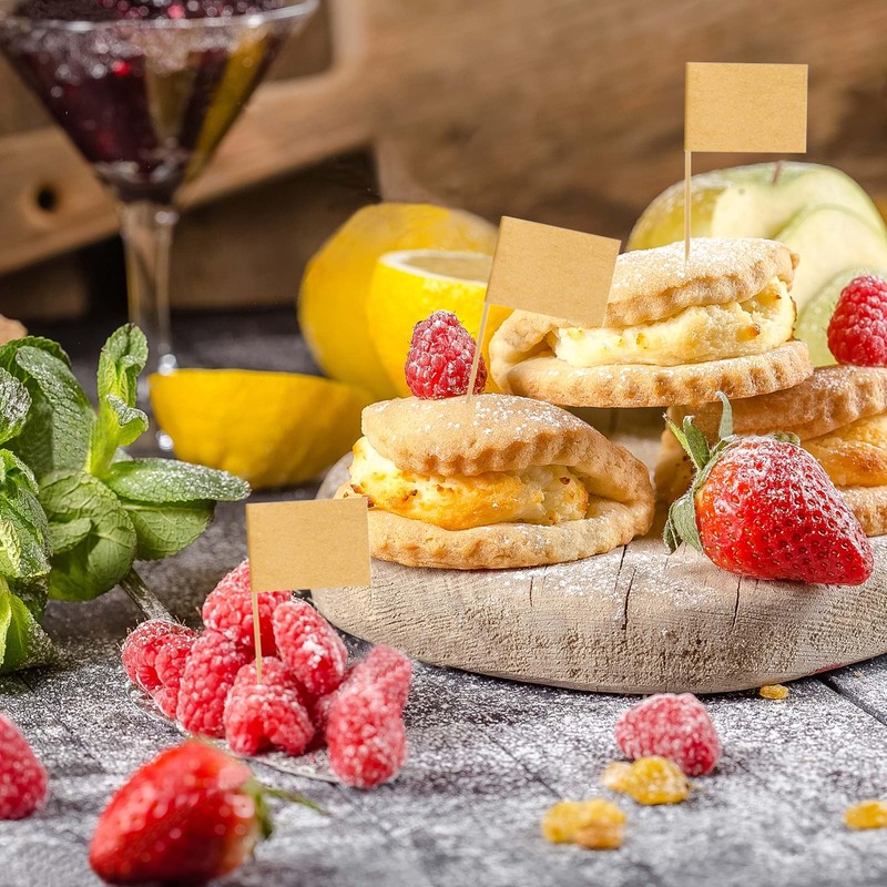 [100 Pack] Blank Toothpick Flags, Cheese Markers for Charcuterie Board