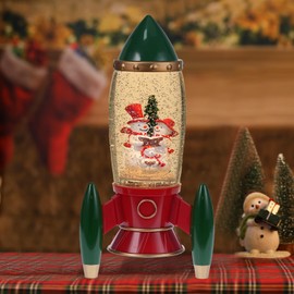 Christmas Snow Globe Lantern, Lighted Musical Snow Globes with 6H Timer, Christmas Decorations, Battery & USB Operated Spinning and Swirling Glitter Snow Globe