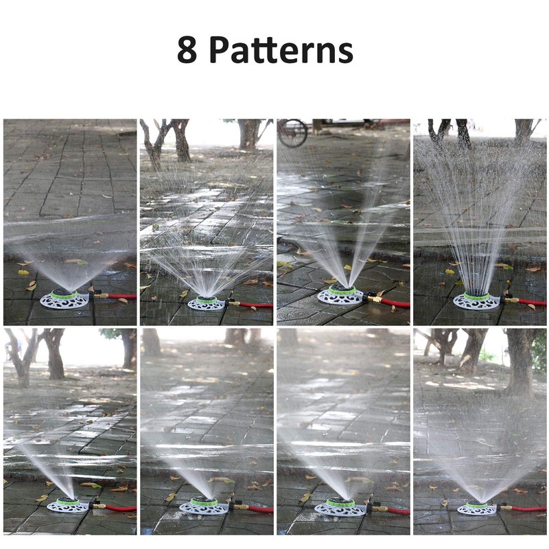 STYDDI Turret Pattern Sprinkler, 8-Pattern Stationary Water Sprinkler on Metal