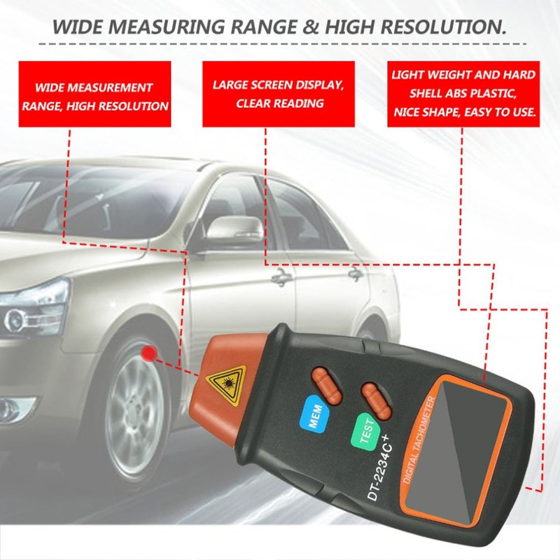 Digital Tachometer Laser Photo Non Contact Tach Meter Measurement Tool