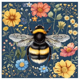 Vintage Bee Puzzles for Adults 1000 Pieces, Retro Flower Garden Jigsaw Puzzles, Nature Wildflower Animal Puzzle as Home Decor