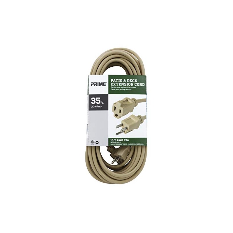 Prime EC884627 35-Foot 16/3 SJTW Patio and Deck Extension Cord,