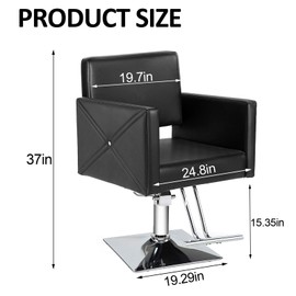 Roixeeds Barber Salon Chair for Hair Stylist, Heavy Duty Hydraulic Pump Stylist Chair, 360 Degrees Rolling Swivel Adjustable Spa Beauty Equipment for Barbershop/Home, Black